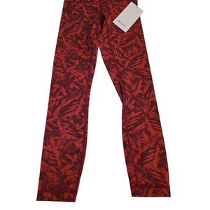 Lululemon Stylish Red Patterned Women's Tights Lululemon Size 4